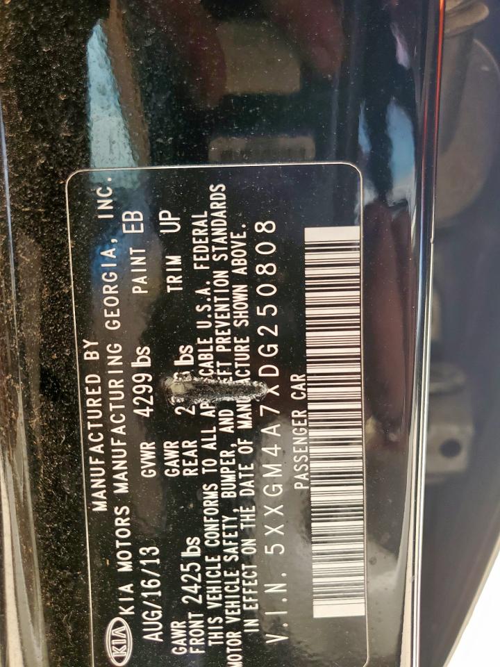 2013 Kia Optima Lx VIN: 5XXGM4A7XDG250808 Lot: 70120665