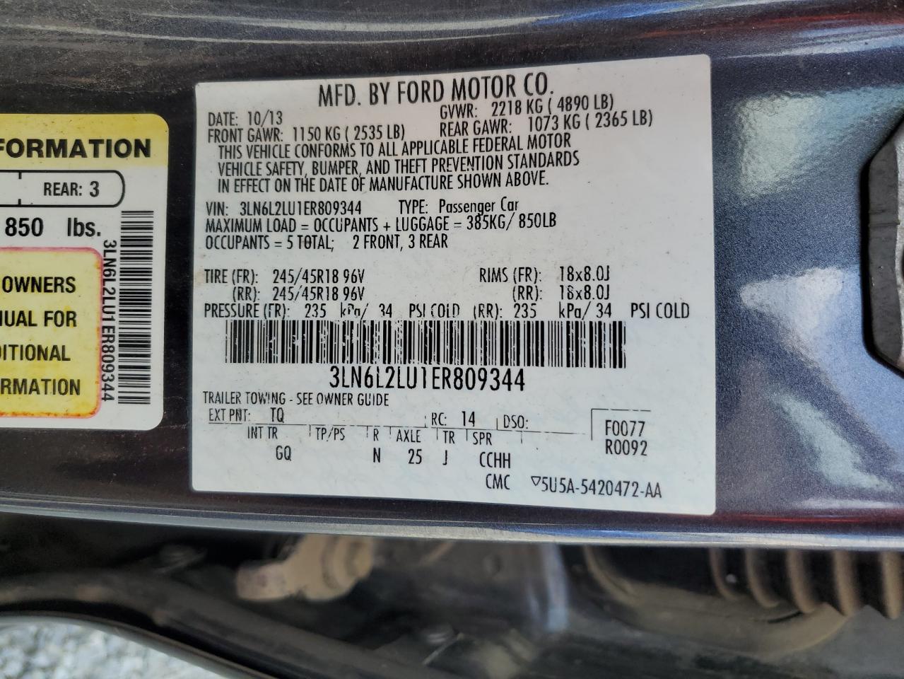 2017 Lincoln Mkz Hybrid VIN: 3LN6L2LU1ER809344 Lot: 69752785