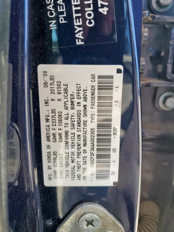 2010 Honda Accord Lx VIN: 1HGCP2F34AA002305 Lot: 68507105