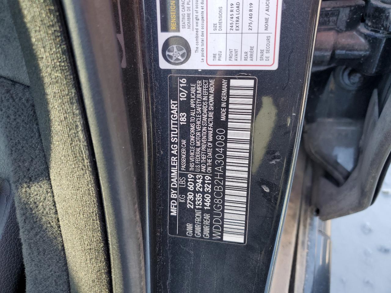 2017 Mercedes-Benz S 550 VIN: WDDUG8CB2HA304080 Lot: 69364785