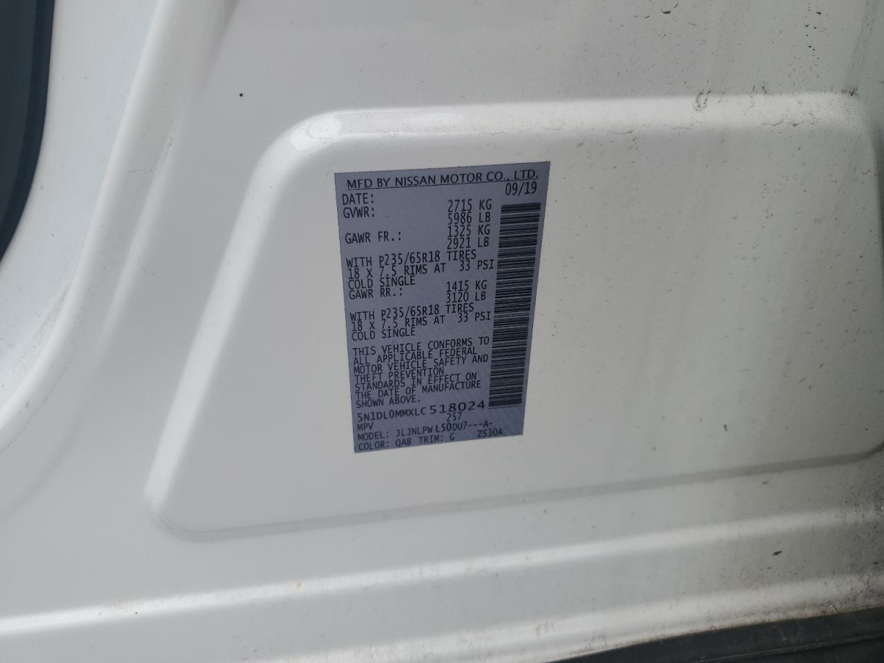 2020 Infiniti Qx60 Luxe VIN: 5N1DL0MMXLC518024 Lot: 68633805