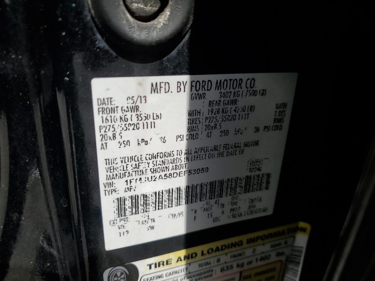 2013 Ford Expedition Limited VIN: 1FMJU2A58DEF53059 Lot: 68314935