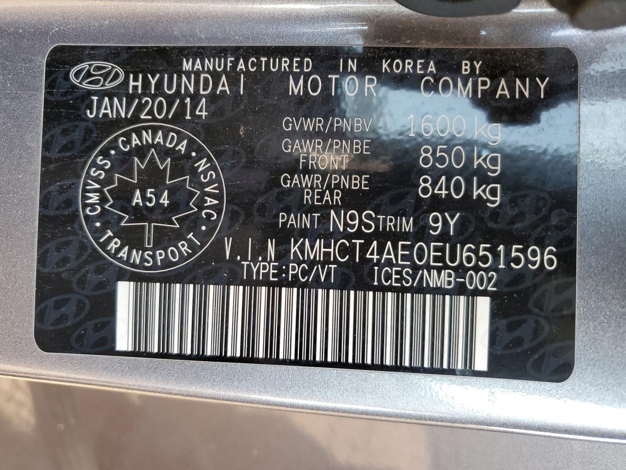 2014 Hyundai Accent Gls VIN: KMHCT4AE0EU651596 Lot: 70572375