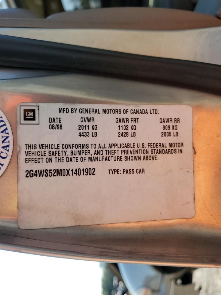 1999 Buick Century Custom VIN: 2G4WS52M0X1401902 Lot: 69235725