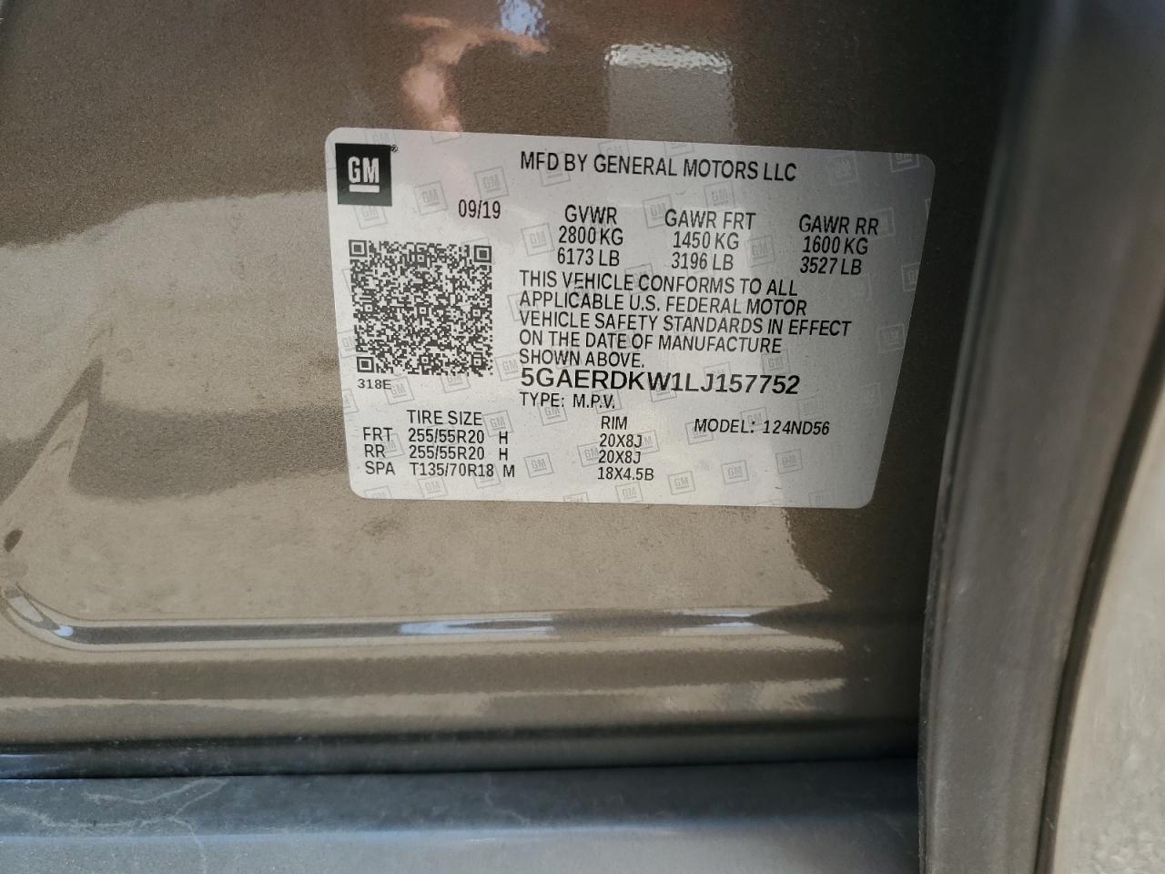 2020 Buick Enclave Avenir VIN: 5GAERDKW1LJ157752 Lot: 66452175