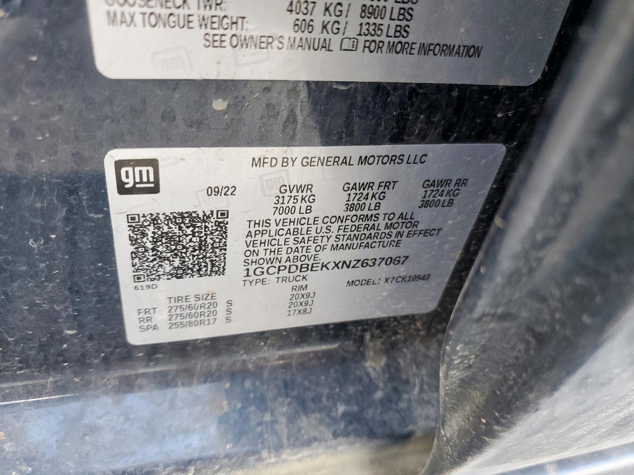 2022 Chevrolet Silverado K1500 Custom VIN: 1GCPDBEKXNZ637067 Lot: 70196565