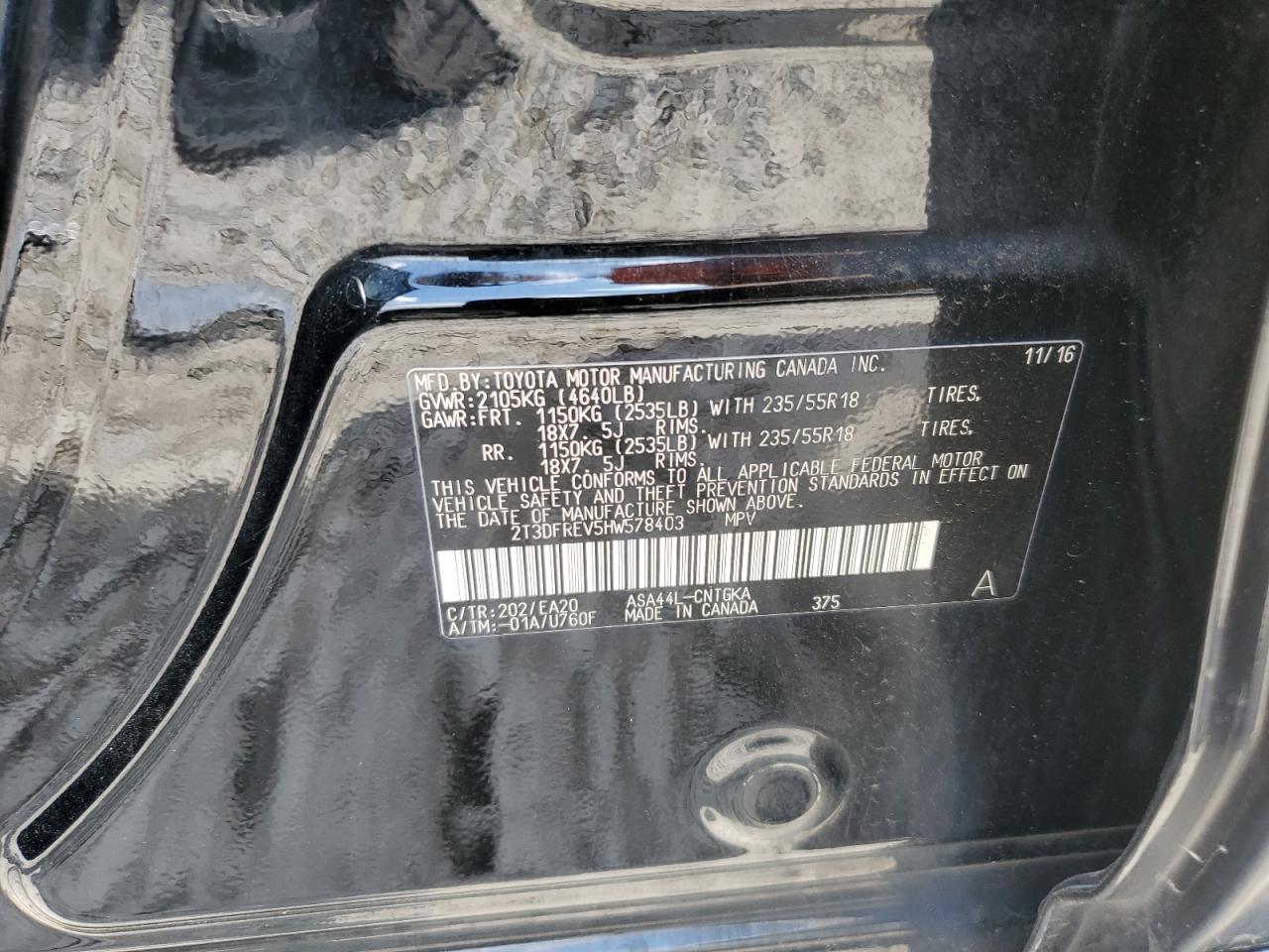 2017 Toyota Rav4 Limited VIN: 2T3DFREV5HW578403 Lot: 67806425