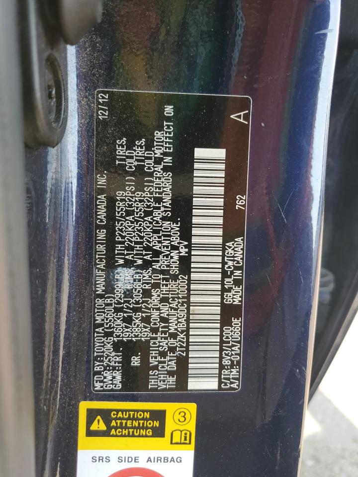 2013 Lexus Rx 350 VIN: 2T2ZK1BA9DC110002 Lot: 68555025