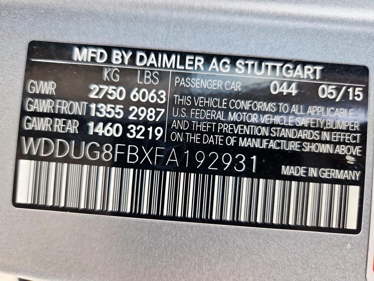 2015 Mercedes-Benz S 550 4Matic VIN: WDDUG8FBXFA192931 Lot: 70689245