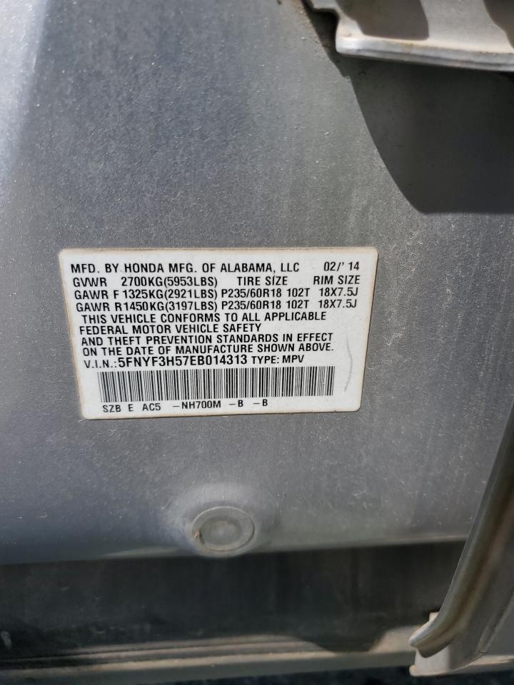 2014 Honda Pilot Exl VIN: 5FNYF3H57EB014313 Lot: 69355695