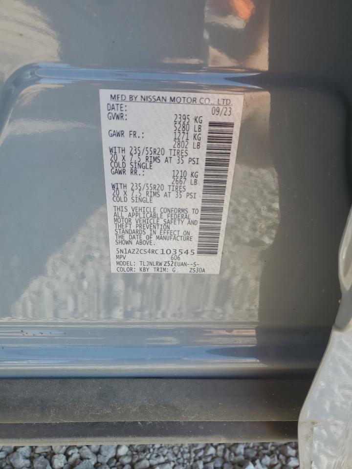 2024 Nissan Murano Sl VIN: 5N1AZ2CS4RC103545 Lot: 67842955