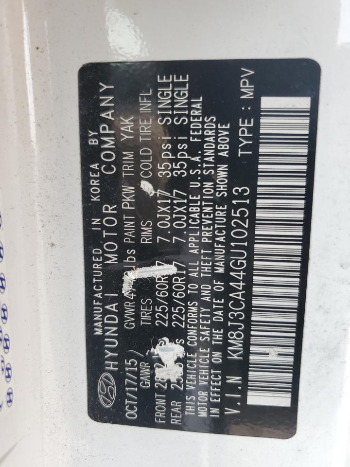 2016 Hyundai Tucson Limited VIN: KM8J3CA44GU102513 Lot: 67103295