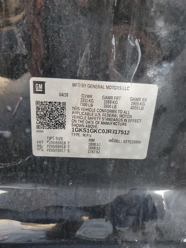 2018 GMC Yukon Xl C1500 Slt VIN: 1GKS1GKC0JR317512 Lot: 68146525