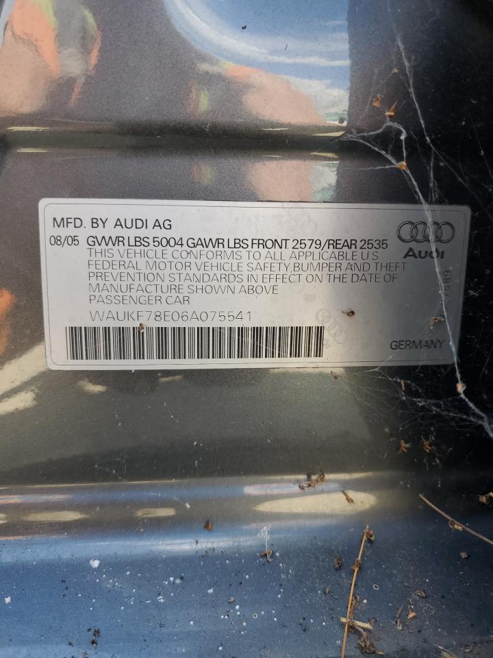 2006 Audi A4 2.0T Avant Quattro VIN: WAUKF78E06A075541 Lot: 70717675