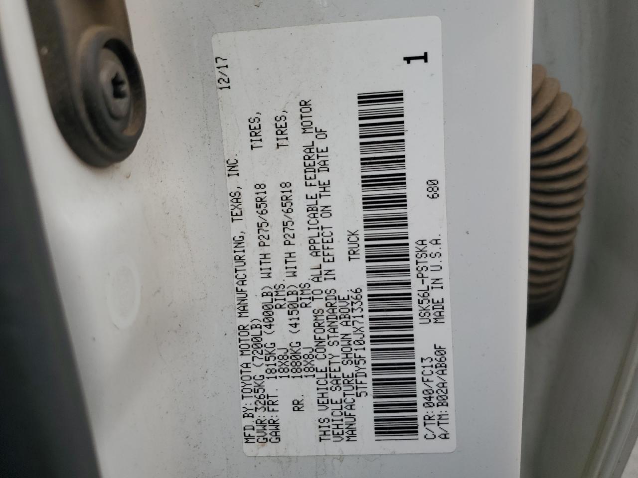 2018 Toyota Tundra Crewmax Sr5 VIN: 5TFDY5F10JX713366 Lot: 70176645