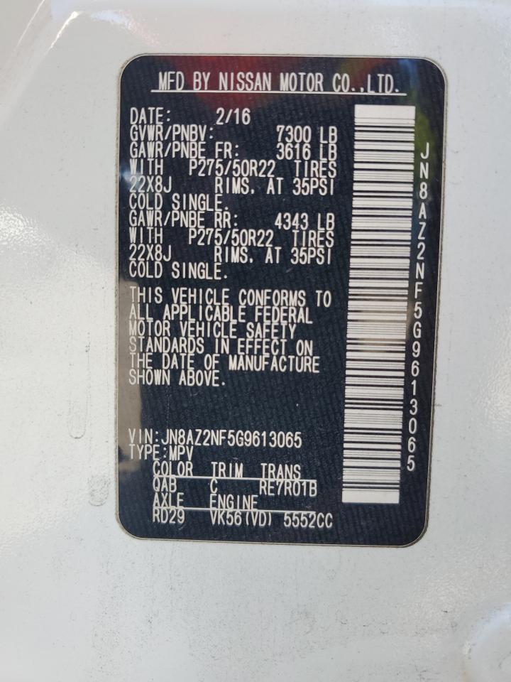 2016 Infiniti Qx80 VIN: JN8AZ2NF5G9613065 Lot: 68476175