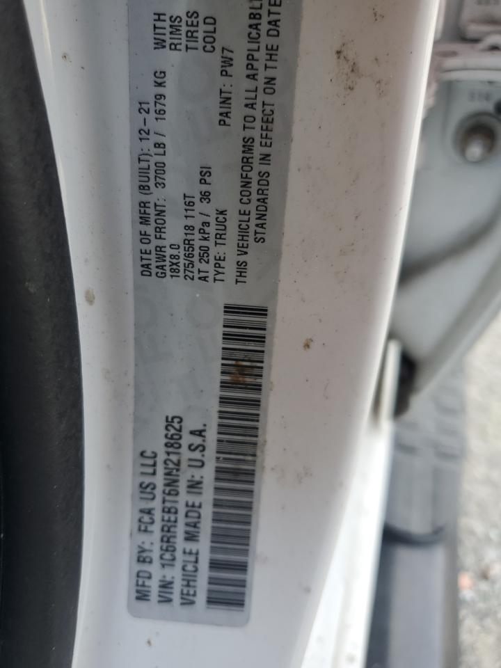 2022 Ram 1500 Big Horn/Lone Star VIN: 1C6RREBT6NN218625 Lot: 69931565