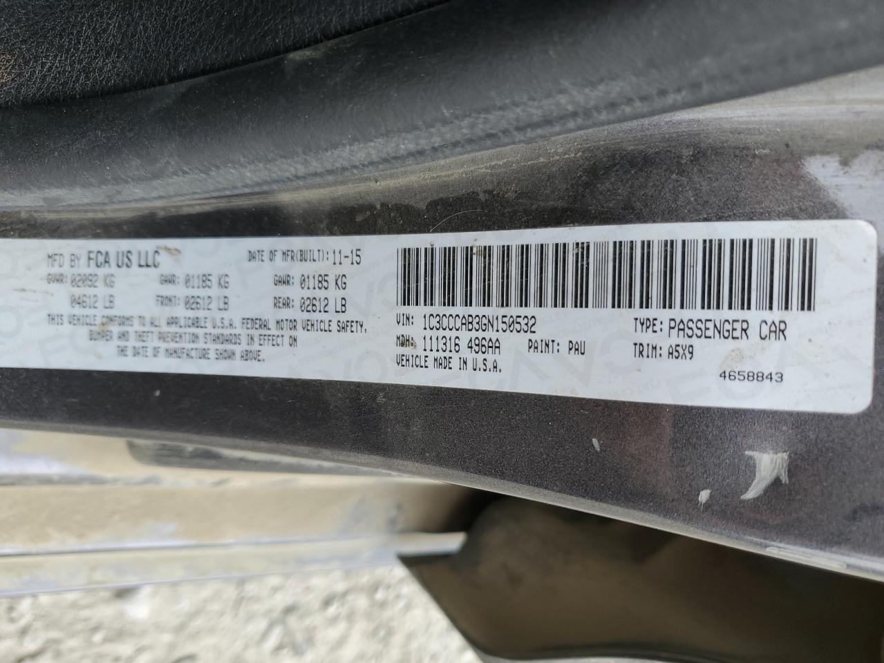 2016 Chrysler 200 Limited VIN: 1C3CCCAB3GN150532 Lot: 68558035