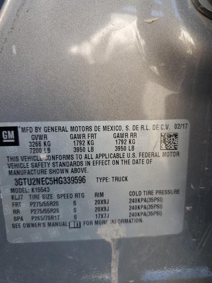 2017 GMC Sierra K1500 Slt VIN: 3GTU2NEC5HG339596 Lot: 69878495