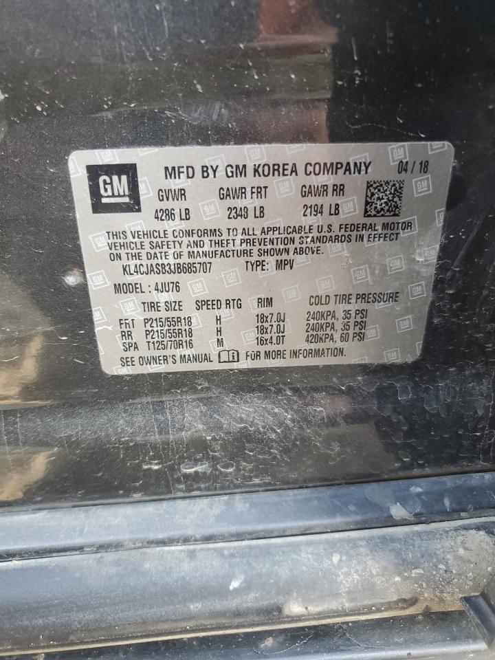 2018 Buick Encore Preferred VIN: KL4CJASB3JB685707 Lot: 69392465