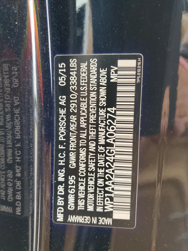 2016 Porsche Cayenne VIN: WP1AA2A24GLA06274 Lot: 67114275