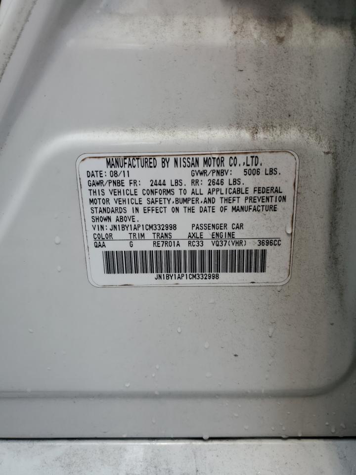 2012 Infiniti M37 VIN: JN1BY1AP1CM332998 Lot: 68104185