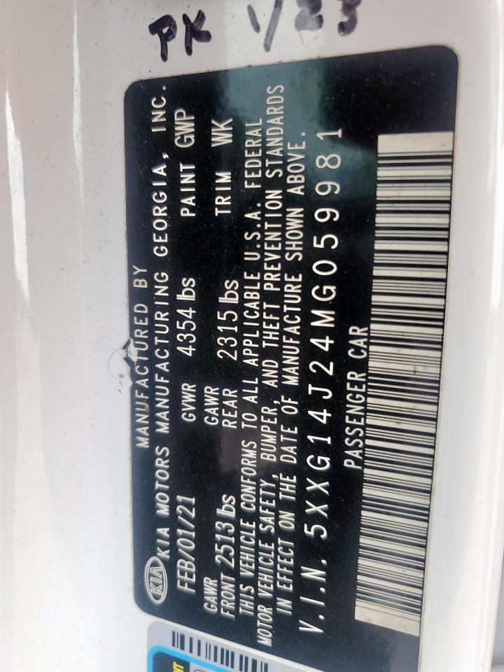 2021 Kia K5 Lxs VIN: 5XXG14J24MG059981 Lot: 70740565