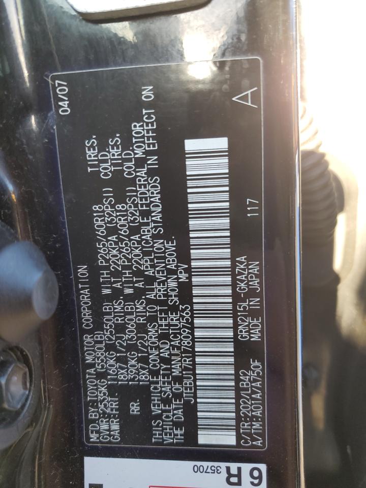 2007 Toyota 4Runner Limited VIN: JTEBU17R178097563 Lot: 70165215