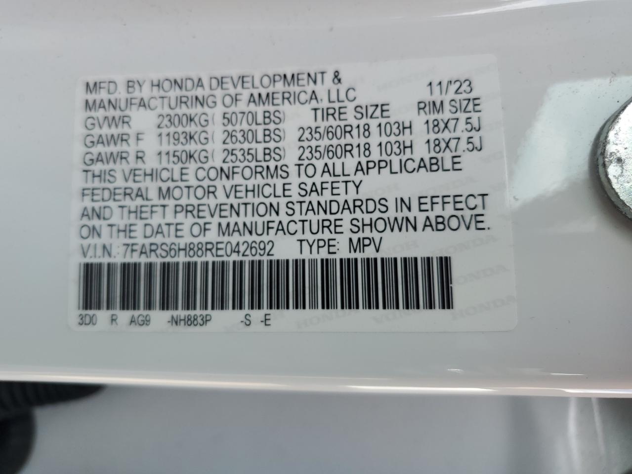 2024 Honda Cr-V Sport-L VIN: 7FARS6H88RE042692 Lot: 70331725