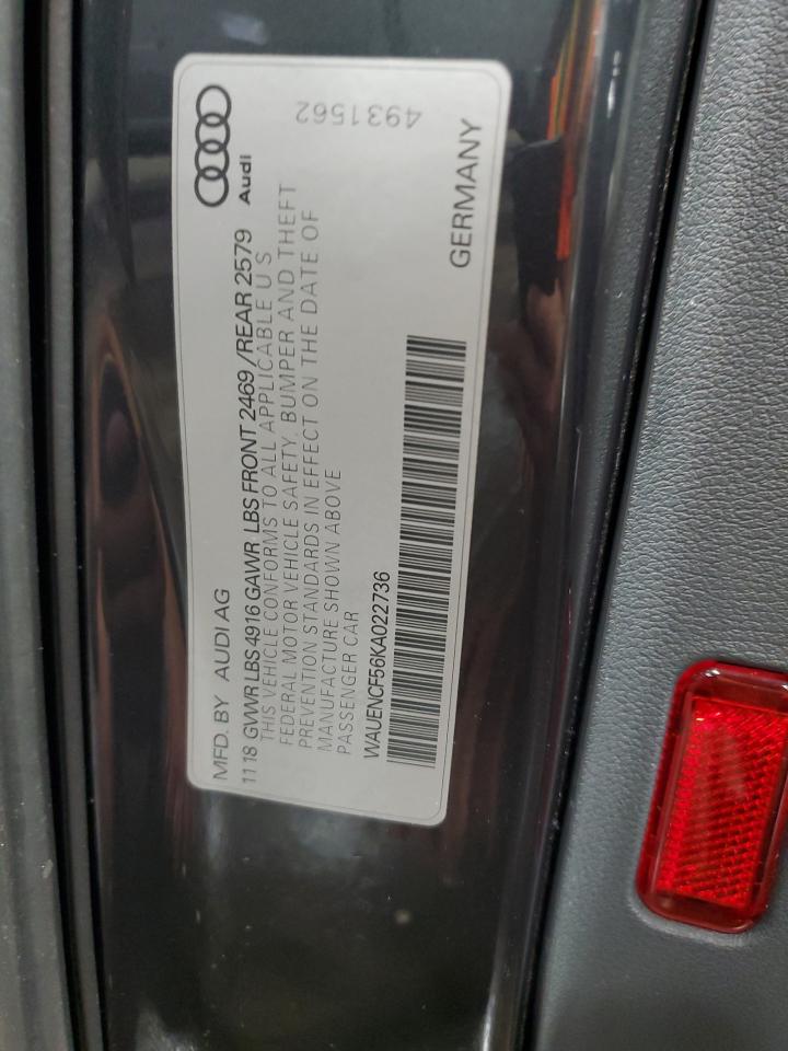 2019 Audi A5 Premium Plus S-Line VIN: WAUENCF56KA022736 Lot: 65450925