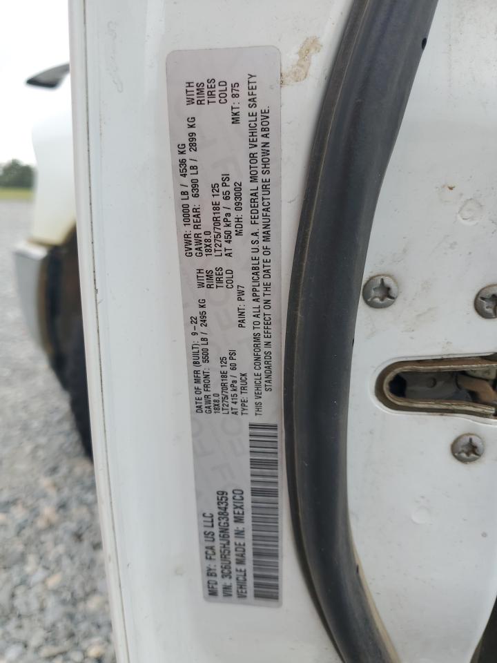 2022 Ram 2500Tradesman Crew 6.4L 4X4 VIN: 3C6UR5HJ6NG384359 Lot: 70330715
