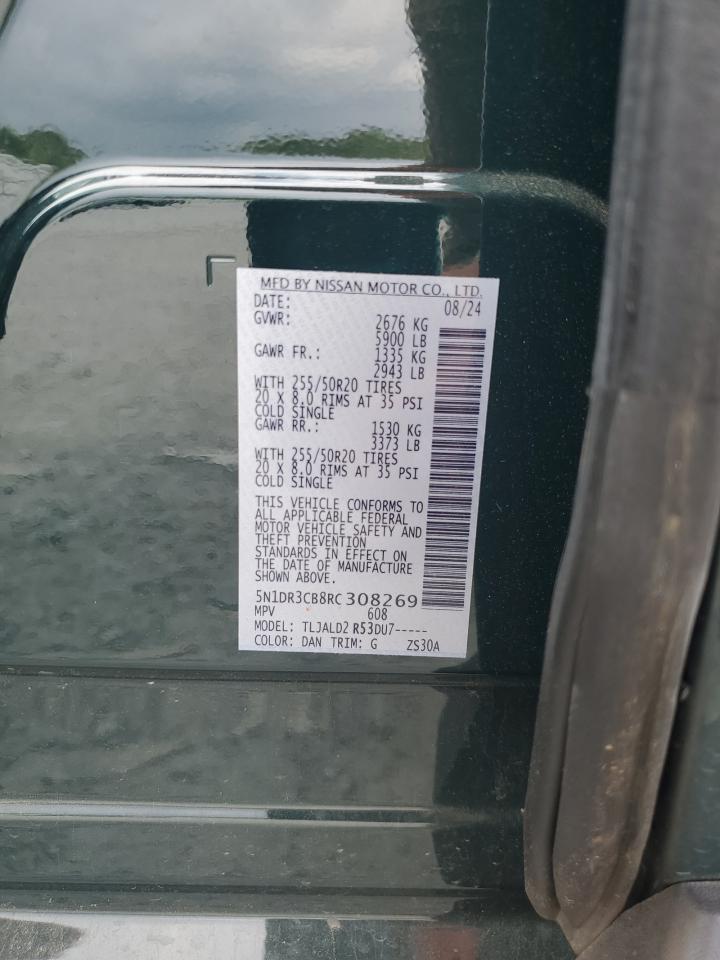 2024 Nissan Pathfinder Sl VIN: 5N1DR3CB8RC308269 Lot: 69670615