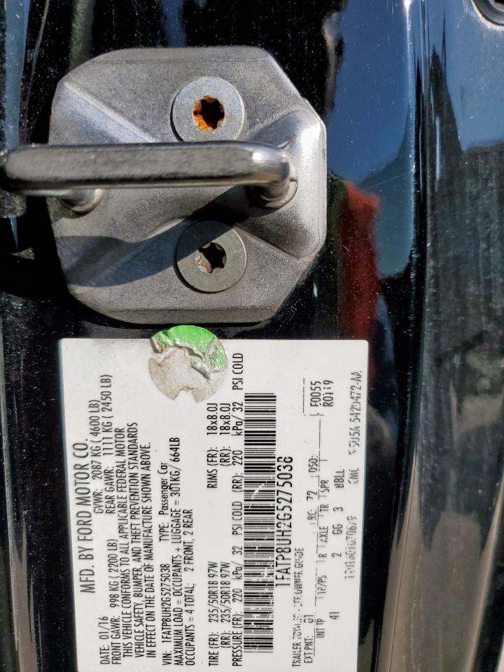 2016 Ford Mustang VIN: 1FATP8UH2G5275038 Lot: 67442245