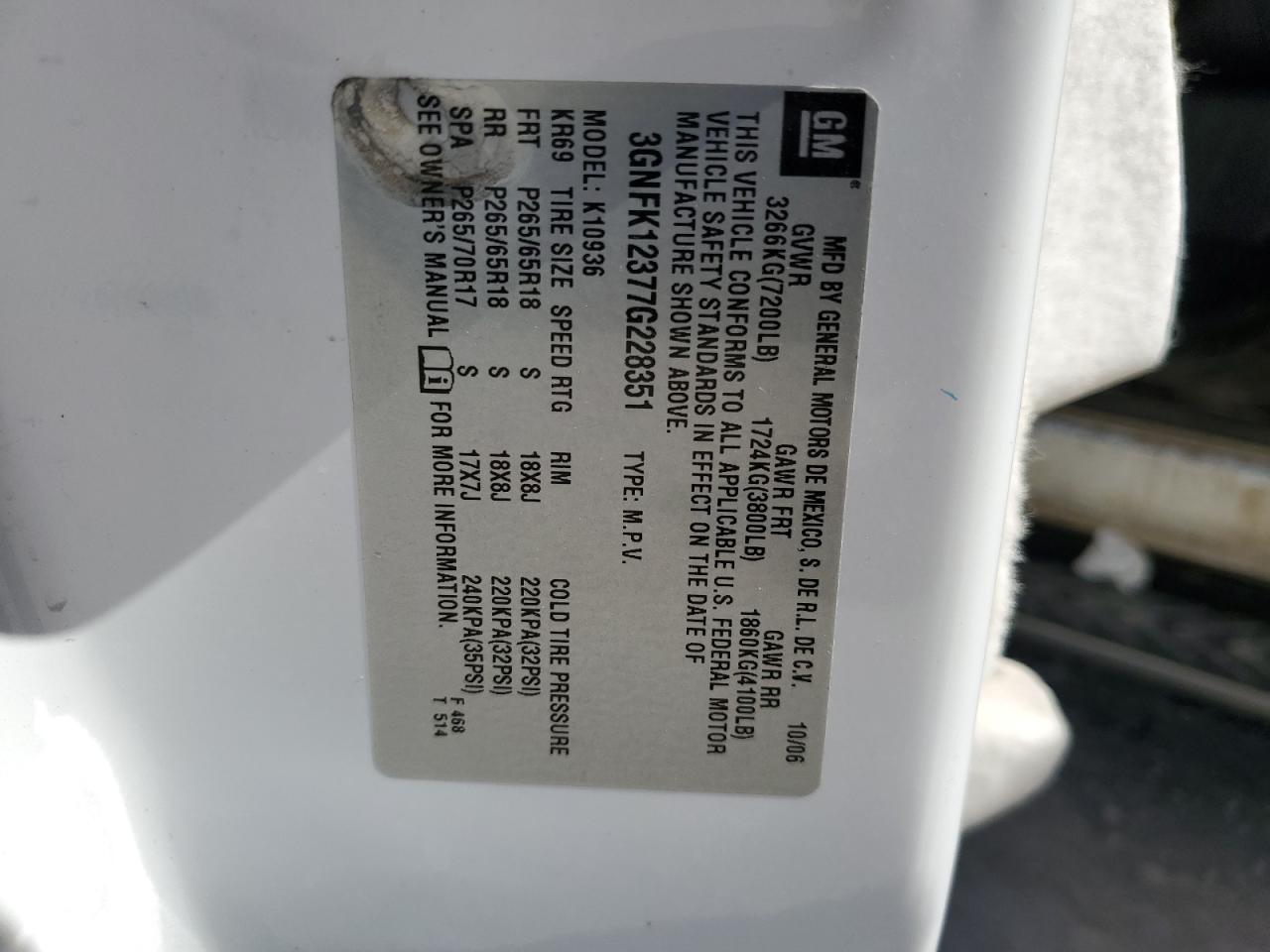 2007 Chevrolet Avalanche K1500 VIN: 3GNFK12377G228351 Lot: 70209955