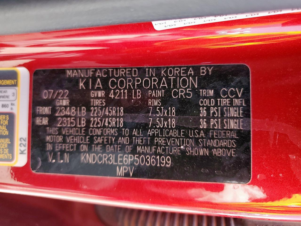 2023 Kia Niro Ex VIN: KNDCR3LE6P5036199 Lot: 70340615