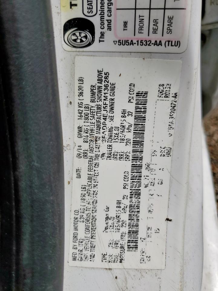 2015 Ford Fiesta Se VIN: 3FADP4EJ5FM136285 Lot: 69809695