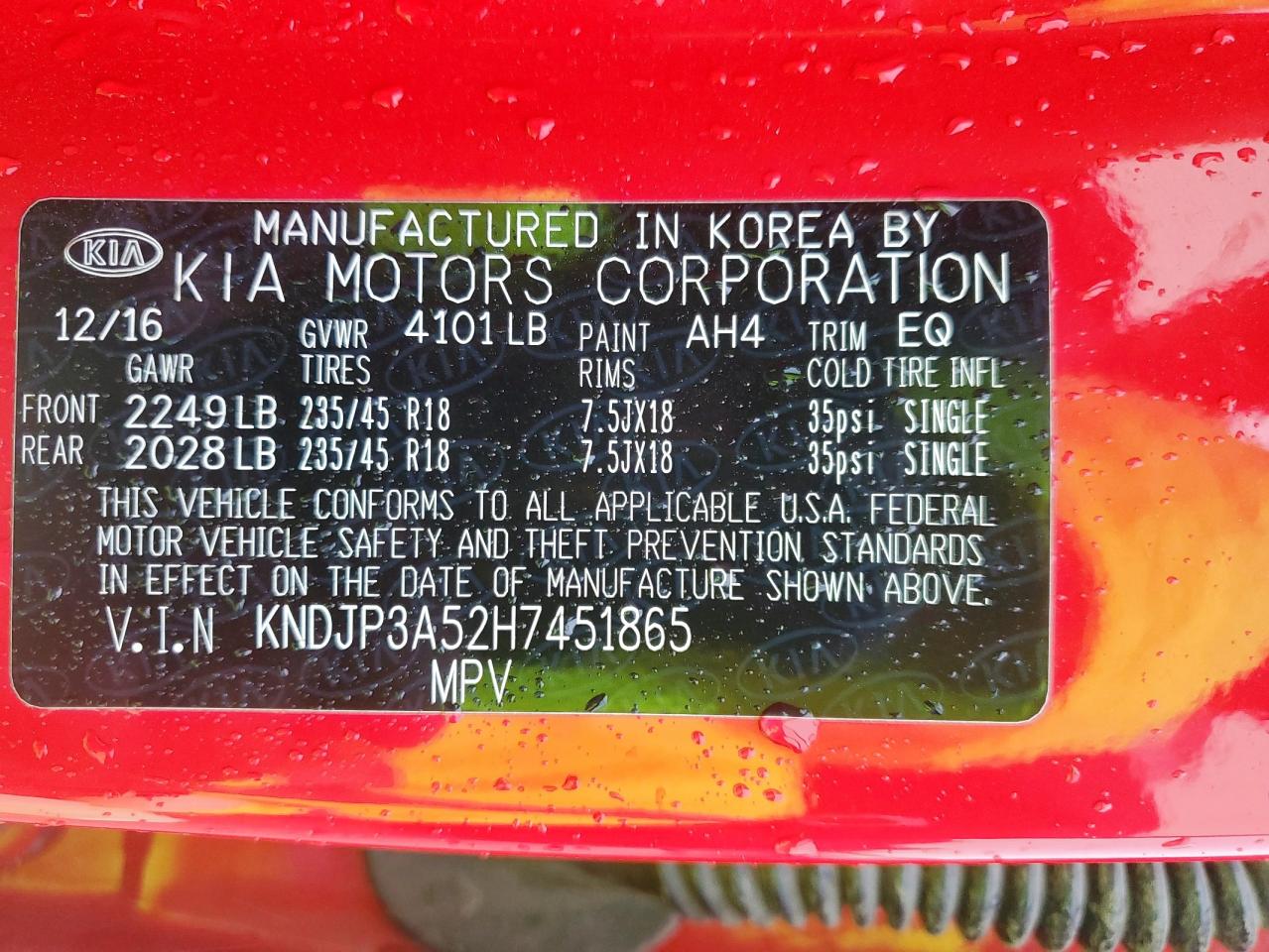 2017 Kia Soul + VIN: KNDJP3A52H7451865 Lot: 69614975