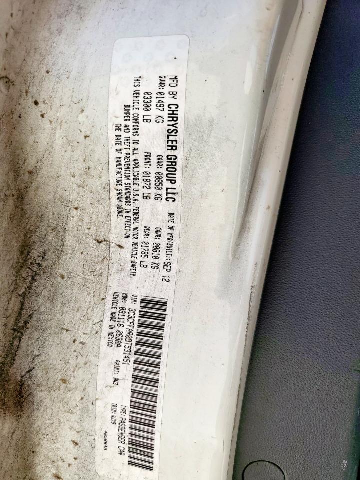 2013 Fiat 500 Pop VIN: 3C3CFFAR0DT531451 Lot: 70846495