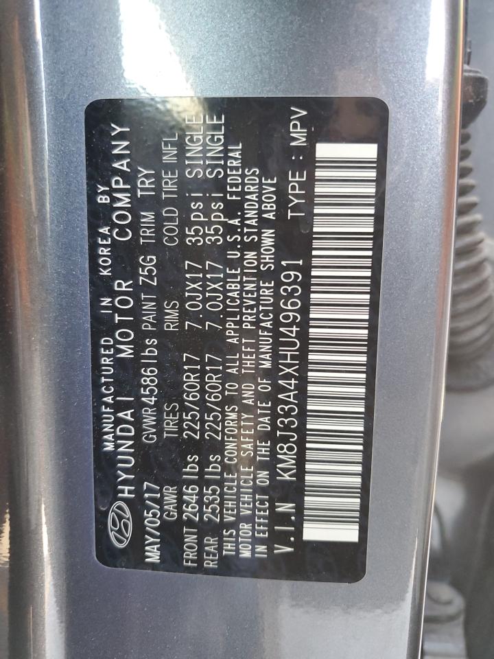2017 Hyundai Tucson Limited VIN: KM8J33A4XHU496391 Lot: 68702955