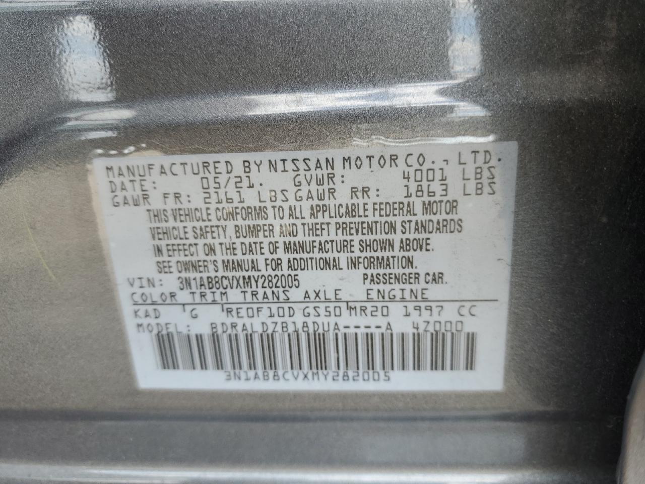 2021 Nissan Sentra Sv VIN: 3N1AB8CVXMY282005 Lot: 70533885