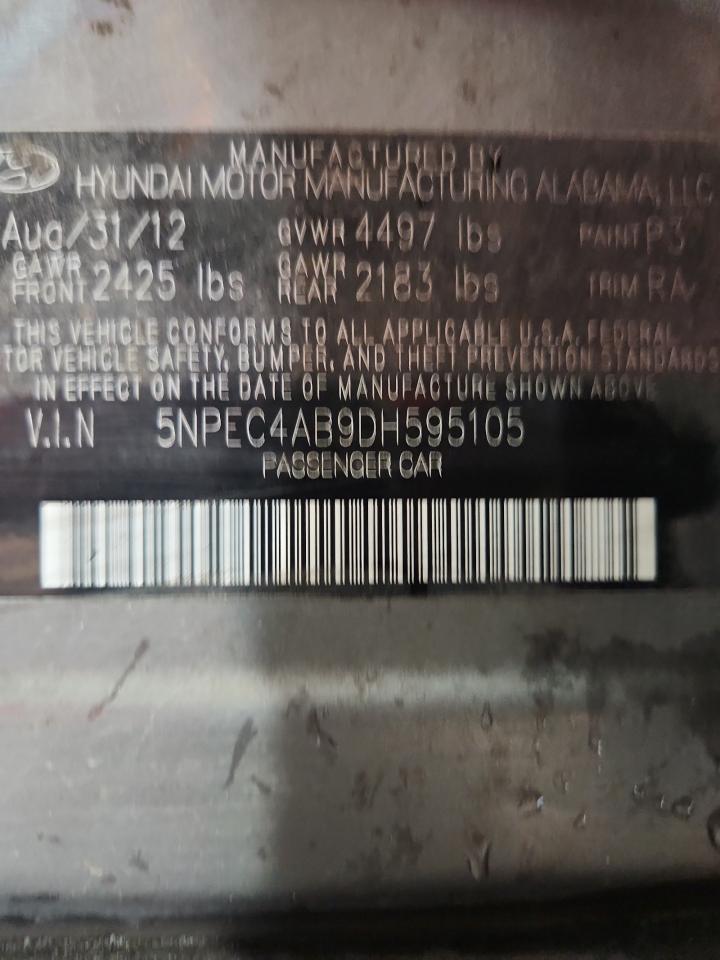 2013 Hyundai Sonata Se VIN: 5NPEC4AB9DH595105 Lot: 70747585