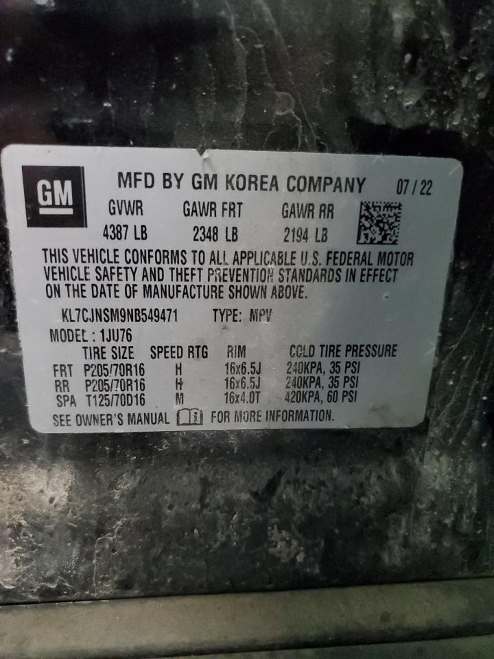 2022 Chevrolet Trax Ls VIN: KL7CJNSM9NB549471 Lot: 68809755