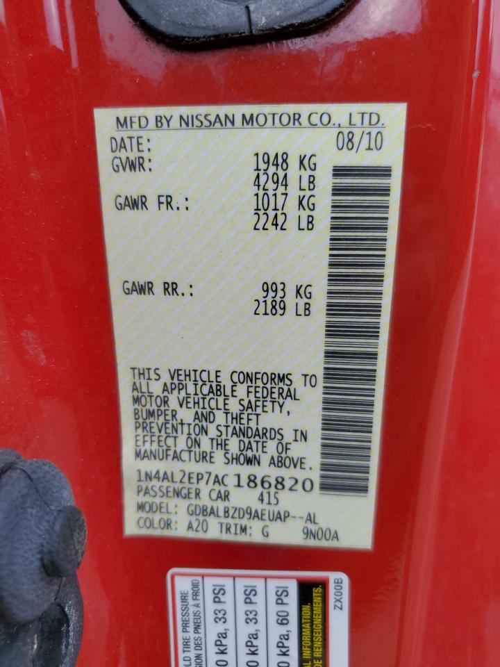 2010 Nissan Altima S VIN: 1N4AL2EP7AC186820 Lot: 69152775