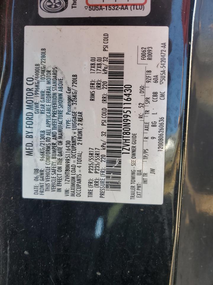 2009 Ford Mustang VIN: 1ZVHT80N995116430 Lot: 69754165