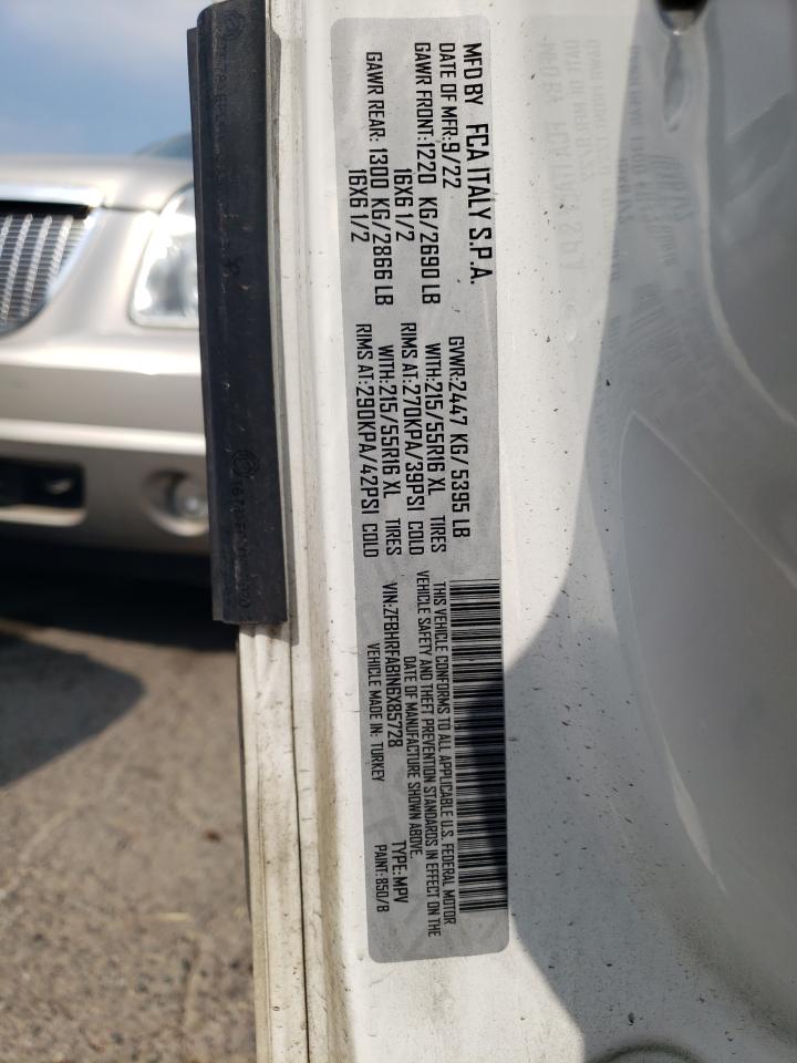 2022 Ram Promaster City Tradesman VIN: ZFBHRFAB1N6X85728 Lot: 69448445