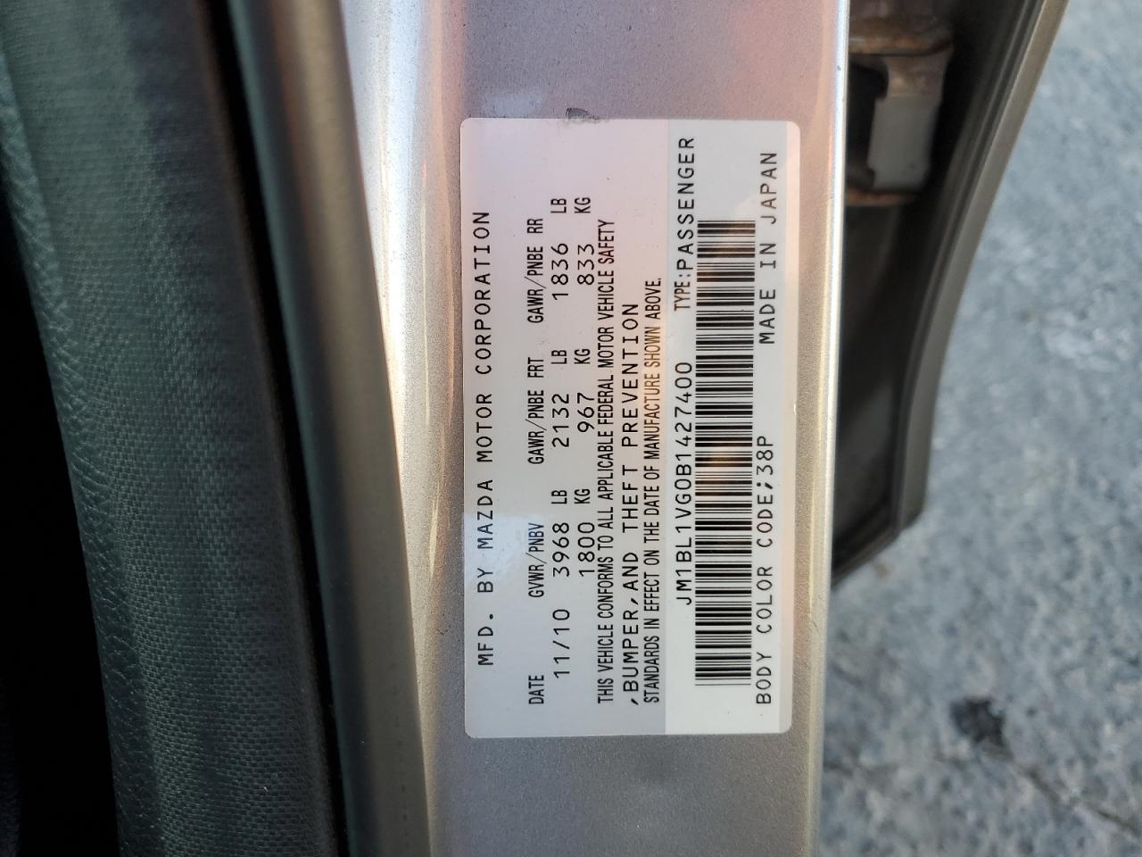 2011 Mazda 3 I VIN: JM1BL1VG0B1427400 Lot: 70867295