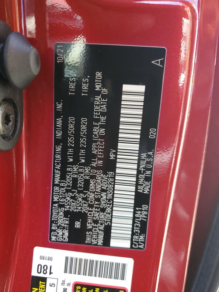 2022 Toyota Sienna Limited VIN: 5TDERKEC1NS082819 Lot: 68132775