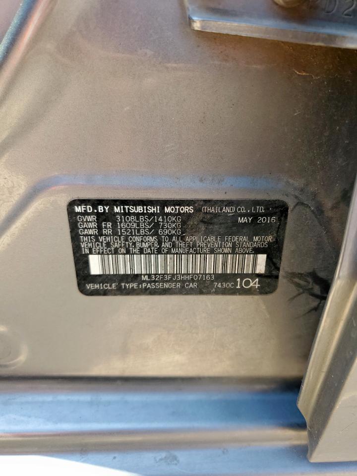 2017 Mitsubishi Mirage G4 Es VIN: ML32F3FJ3HHF07163 Lot: 68867875