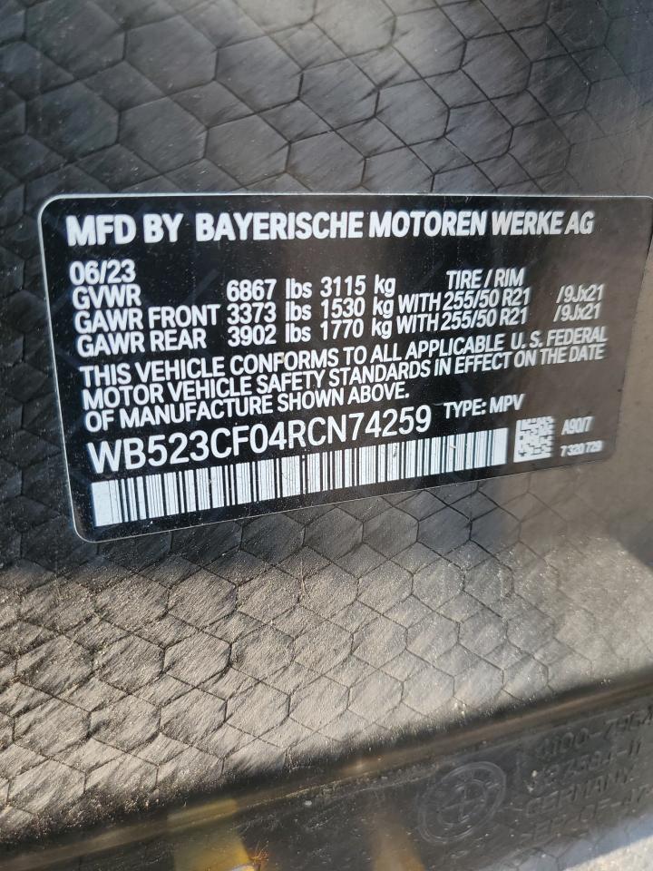 2024 BMW Ix xDrive50 VIN: WB523CF04RCN74259 Lot: 67540315