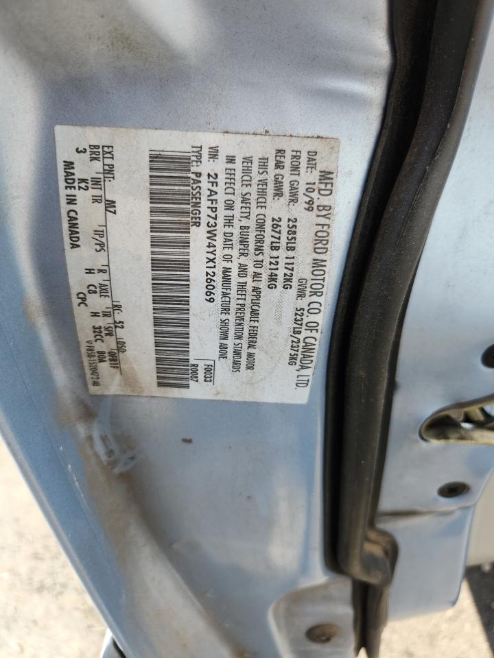 2000 Ford Crown Victoria VIN: 2FAFP73W4YX126069 Lot: 69283845